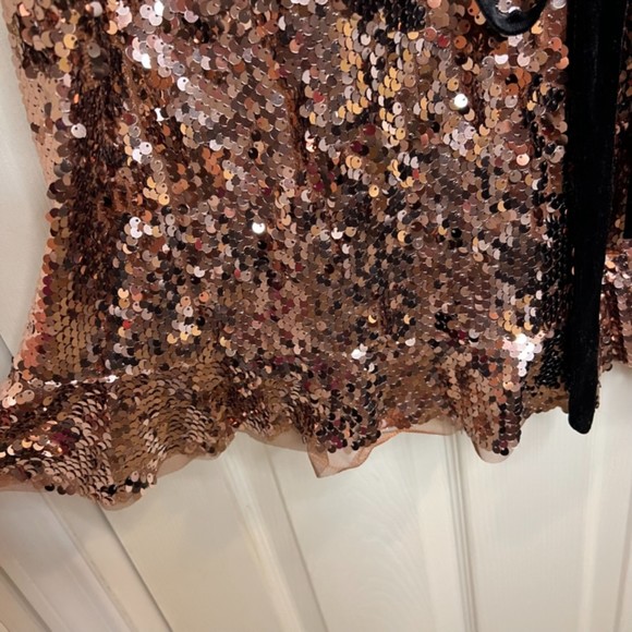 NWT Free People Tribeca Holiday Sequins Bronze Cocktail Glam Dress Size 6 - Picture 4 of 11